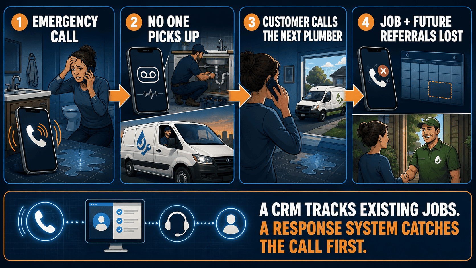 Plumbing company missed call and lead loss workflow